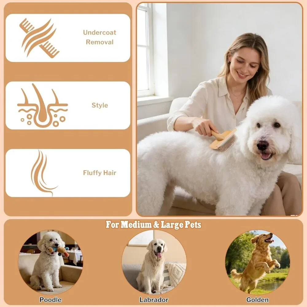 Dog Grooming Slicker Brush & Shedding Comb